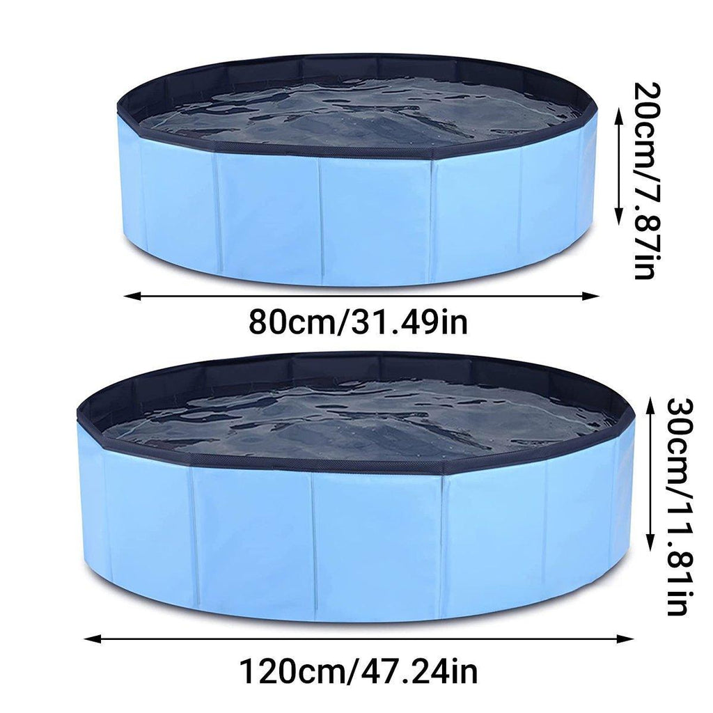 Pet Swimming Pool Foldable Portable Pool for Dogs Outdoor Summer Play - Blue-80x20cm