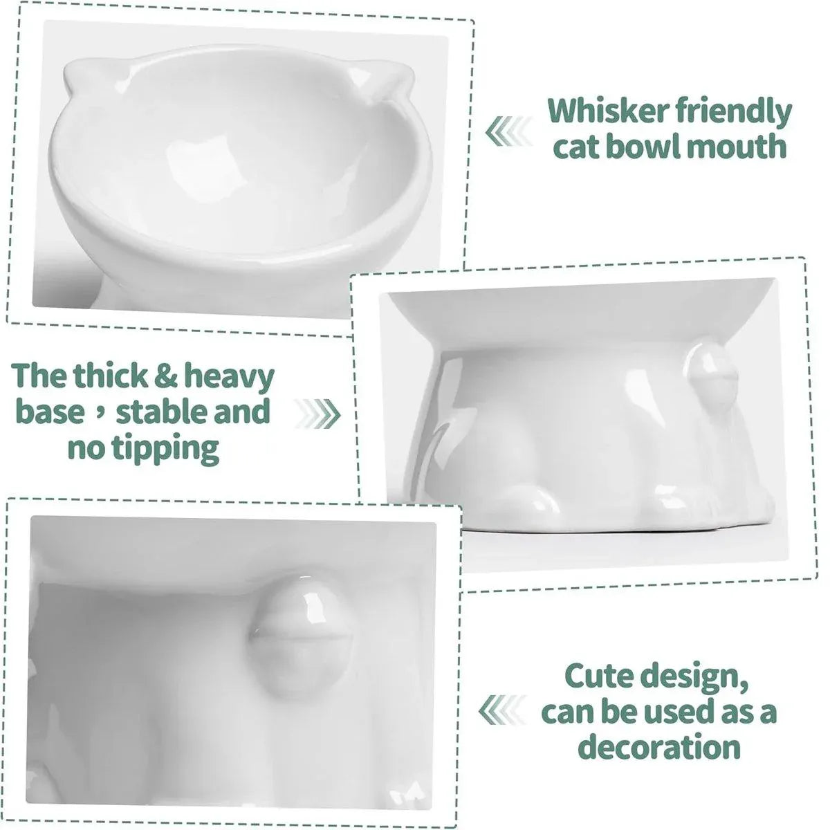 Ceramic Cat Bowl Cute Tall Raised Cat Food Bowl for Pets Eating Comfortably - Pink