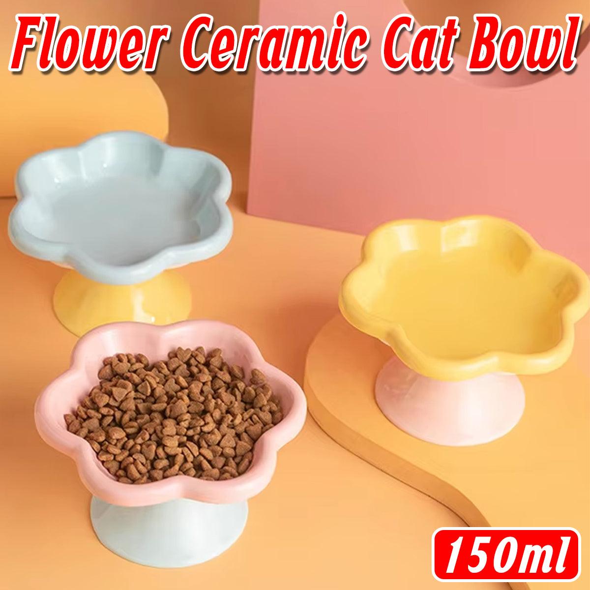 Flower Ceramic Cat Bowl