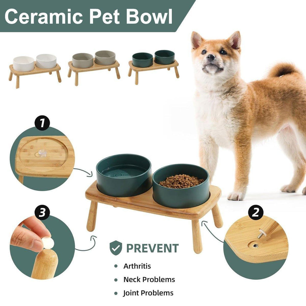 Ceramic Elevated Dog Bowl