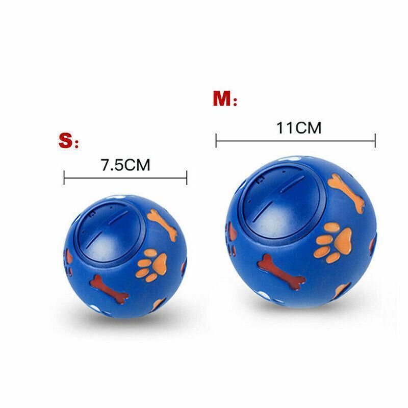 11cm Dog Pet Fun Tough-Treat Ball Tumbler Mental Food Dispenser Feeder Puzzle Toy - Blue