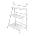 Balcony Plant Stand 3-Layer Wooden Flower Pot Corner Stand White Log Foldable - White