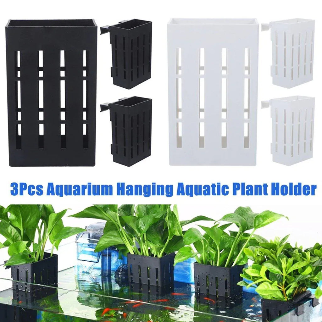 Hydroponic Plant Storage Rack Fish Tank Decoration Square Aquarium Basket Holder - White
