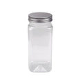 20pcs Square Transparent Plastic Bottle with Aluminum Cap Sealed Jar for Food Storage - 550ml