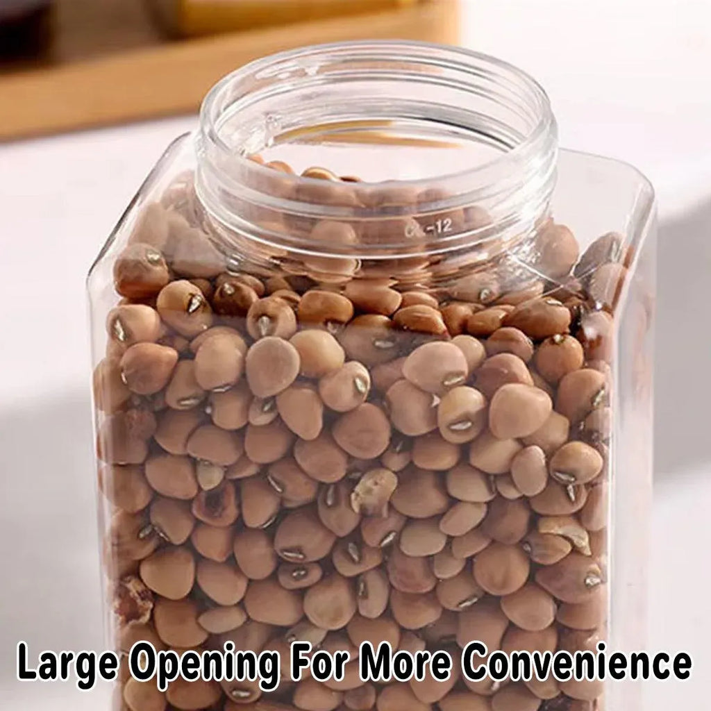 20pcs Square Transparent Plastic Bottle with Aluminum Cap Sealed Jar for Food Storage - 550ml