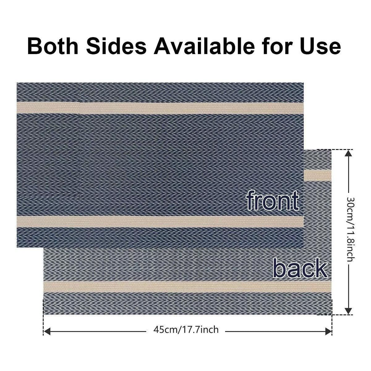 4X Anti-Slip Woven Placemat Waterproof Oil-proof Placemat Heat Resistant PVC Mat - Blue