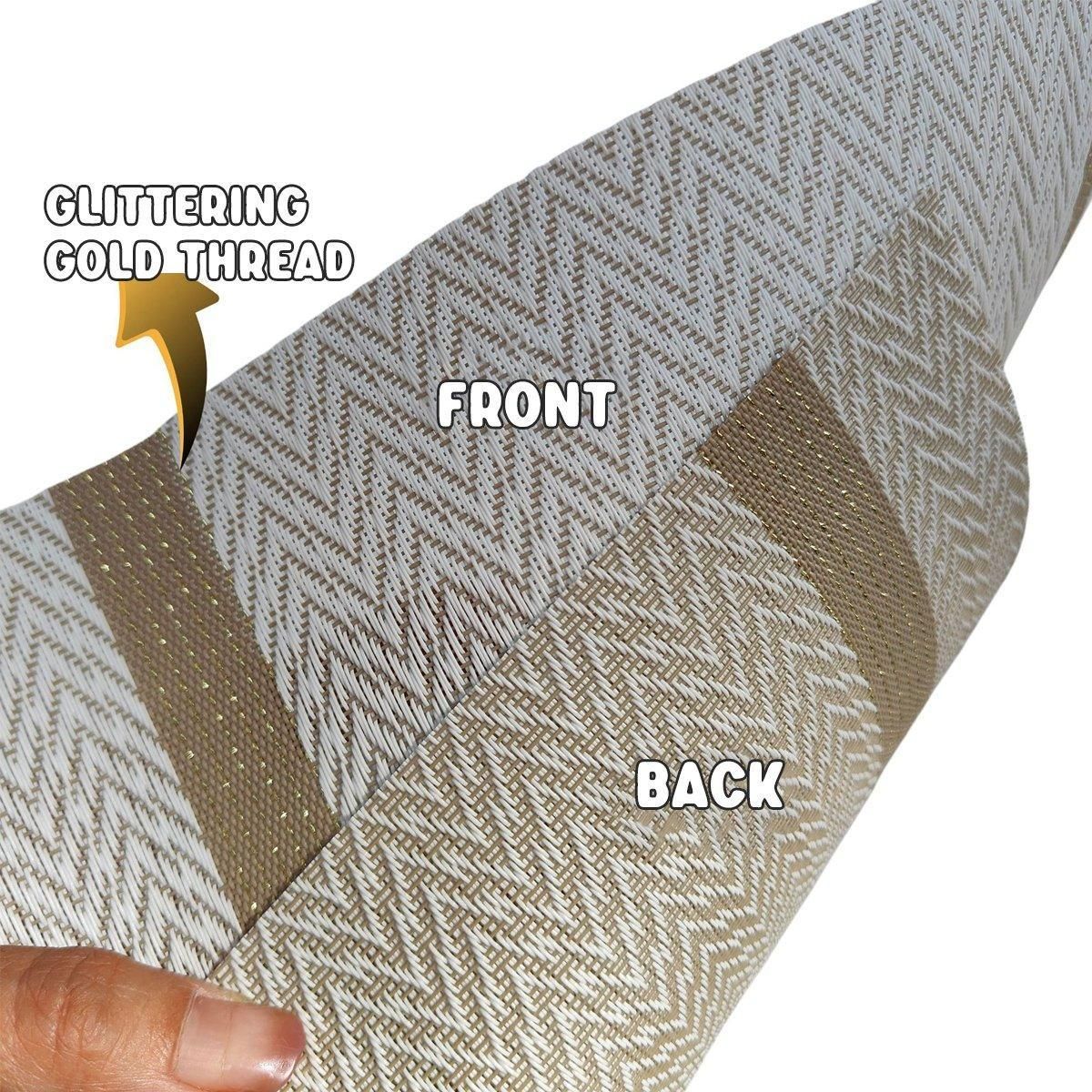 4X Anti-Slip Woven Placemat Waterproof Oil-proof Placemat Heat Resistant PVC Mat - Blue