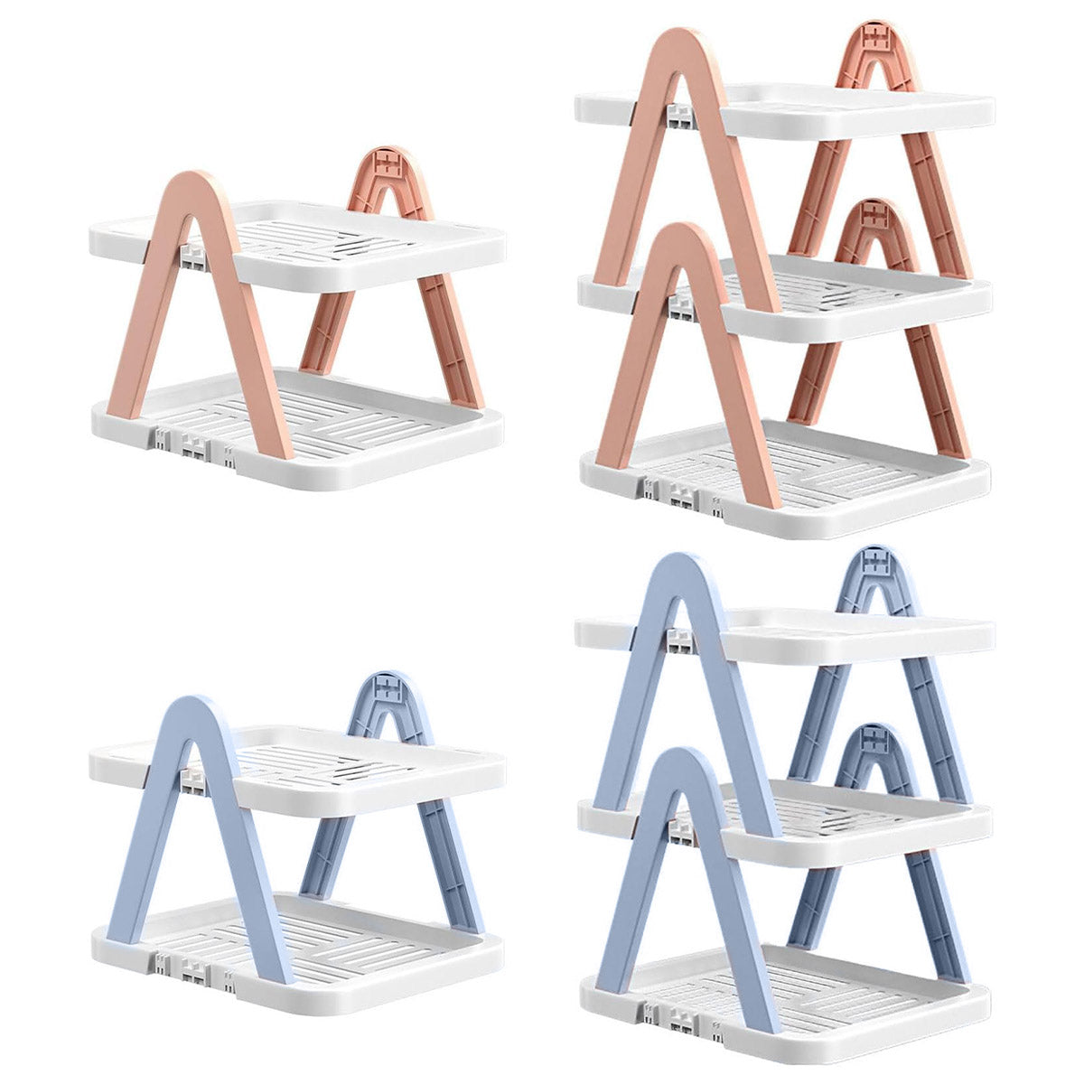 2/3 Tier Removable Shoe Rack Folding Storage Shelf Simple Space Saving Organizer - 2Tier-Blue