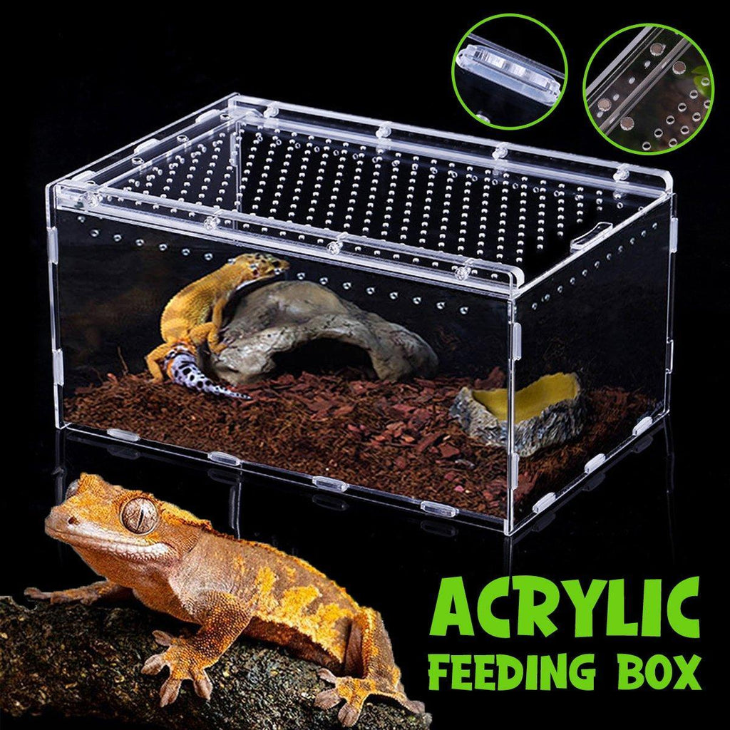 Clear Pet Box Slide Lid Reptile Breeding Habitat – Transparent Acrylic Terrarium