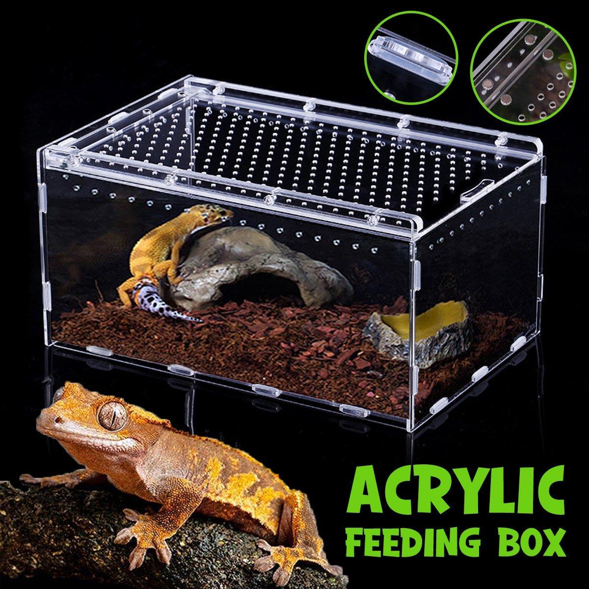 Clear Pet Box Slide Lid Reptile Breeding Habitat – Transparent Acrylic Terrarium