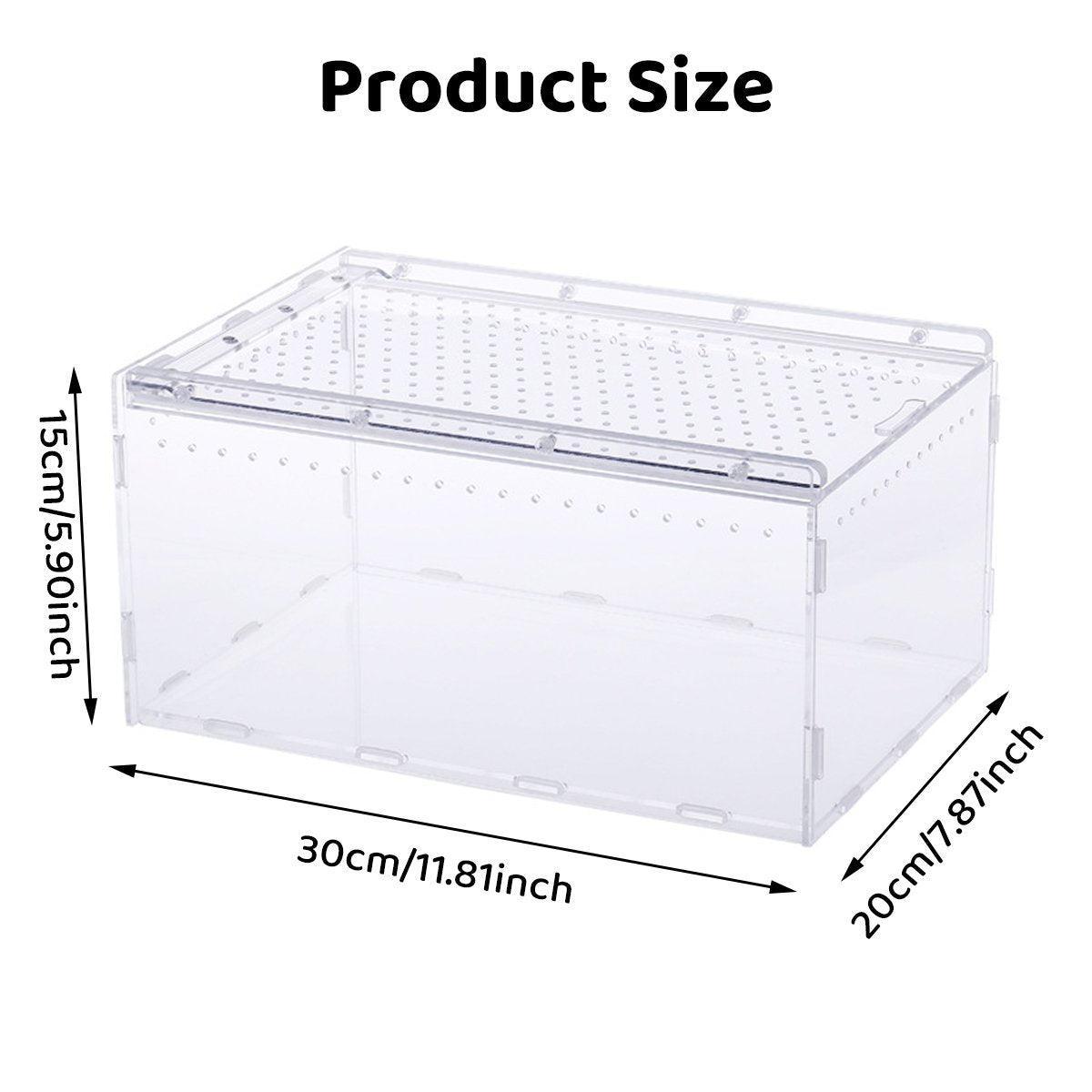 Clear Pet Box Slide Lid Reptile Breeding Habitat – Transparent Acrylic Terrarium