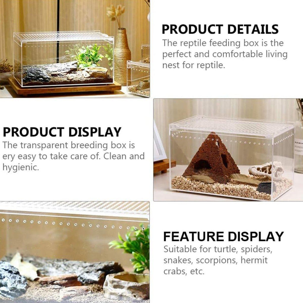 Clear Pet Box Slide Lid Reptile Breeding Habitat – Transparent Acrylic Terrarium