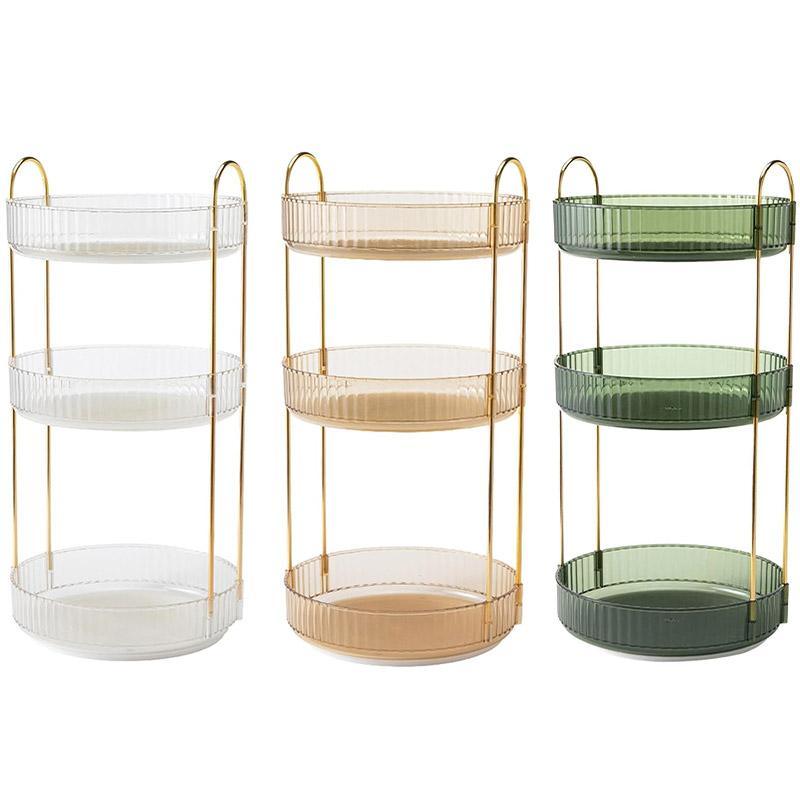 Rotating Cosmetic Organiser Home Storage Shelf Box for Makeup and Beauty Product - White