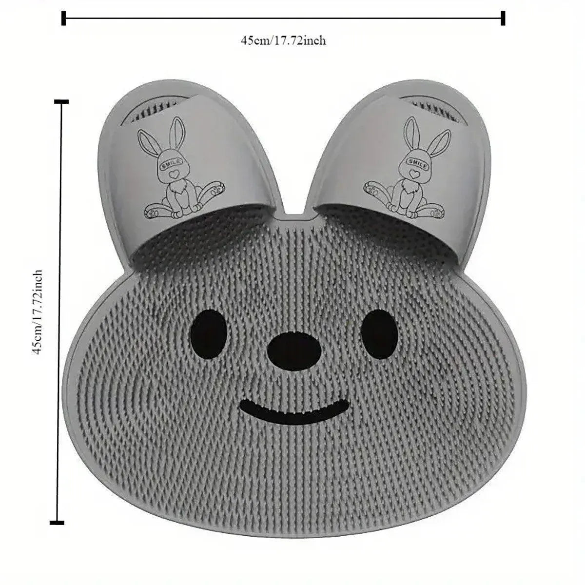 Silicone Foot Scrubber Rabbit Tub Mat Suction Cup Exfoliating Brush Cleaning Mat - Grey