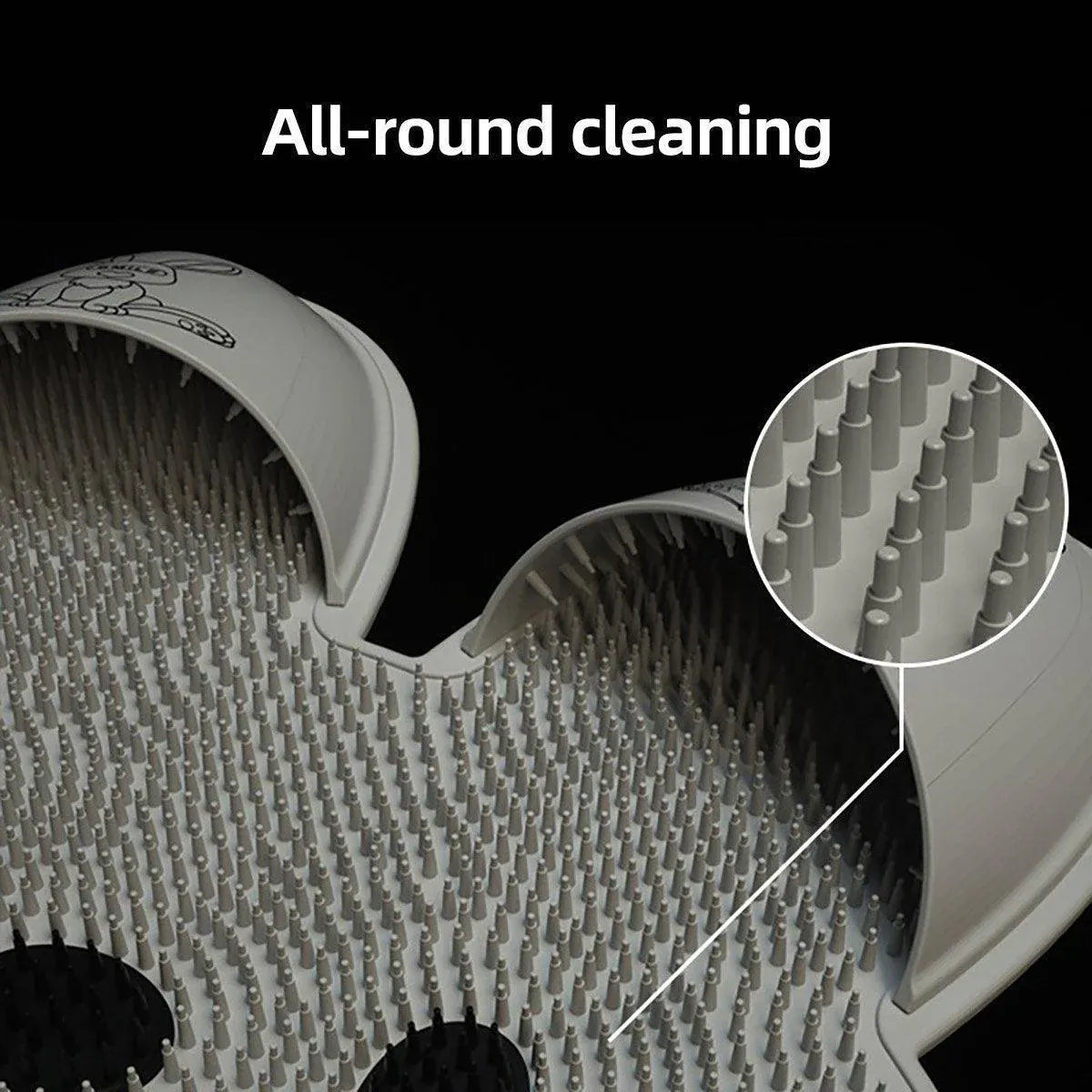 Silicone Foot Scrubber Rabbit Tub Mat Suction Cup Exfoliating Brush Cleaning Mat - Grey
