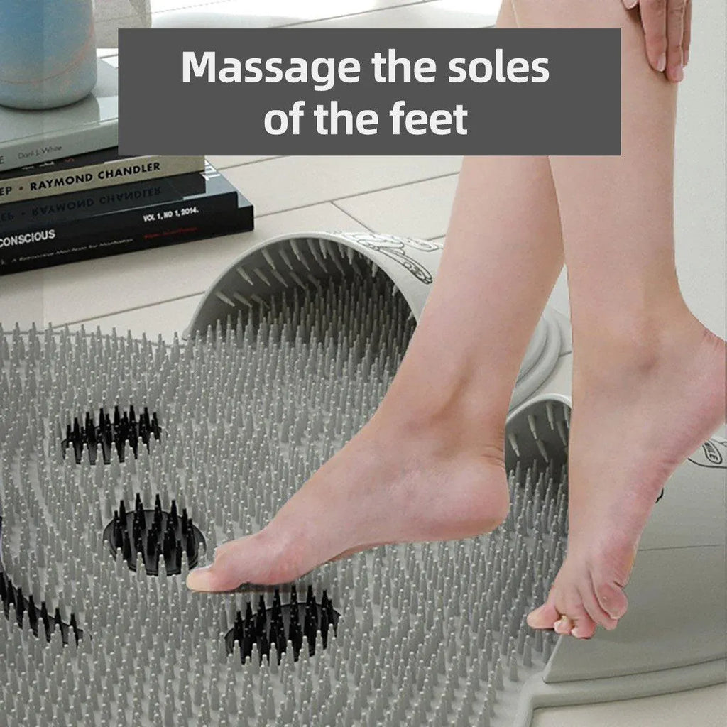 Silicone Foot Scrubber Rabbit Tub Mat Suction Cup Exfoliating Brush Cleaning Mat - Khaki