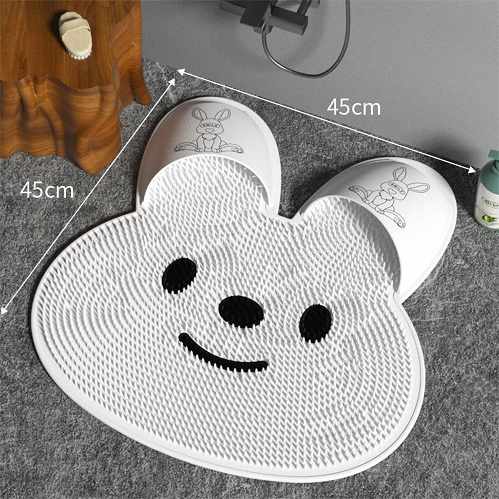 Silicone Foot Scrubber Rabbit Tub Mat Suction Cup Exfoliating Brush Cleaning Mat - Pink