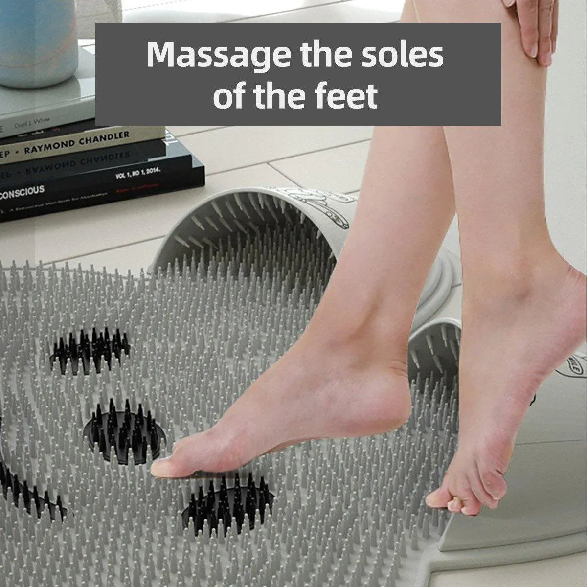 Silicone Foot Scrubber Rabbit Tub Mat Suction Cup Exfoliating Brush Cleaning Mat - White