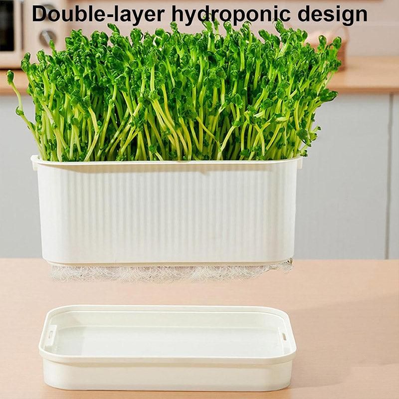 Seedling Tray Sprout Tray Soilless Hydroponic Planting Pot for Indoor Gardening - White