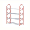Four Layer Shoe Rack Storage Organizer Multi Tier Shoe Shelf for Entryway Closet - Pink