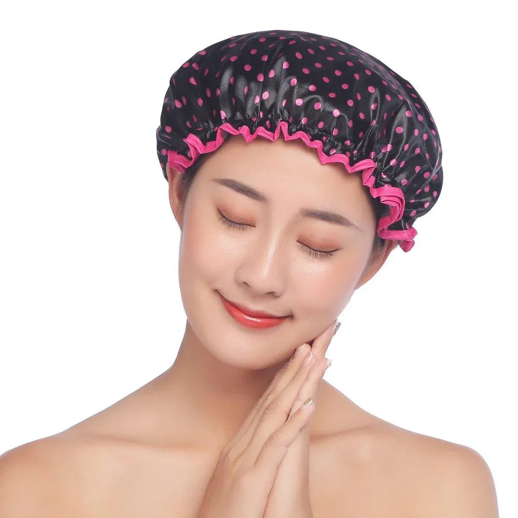Woman Shower Cap Reusable Long Hair Large Turban Bathroom Waterproof Hair Cap - Streak