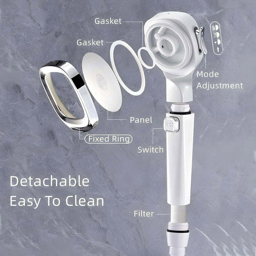 High Pressure Handheld Shower Head with Filter for Bathroom Water Saving Spray - Black