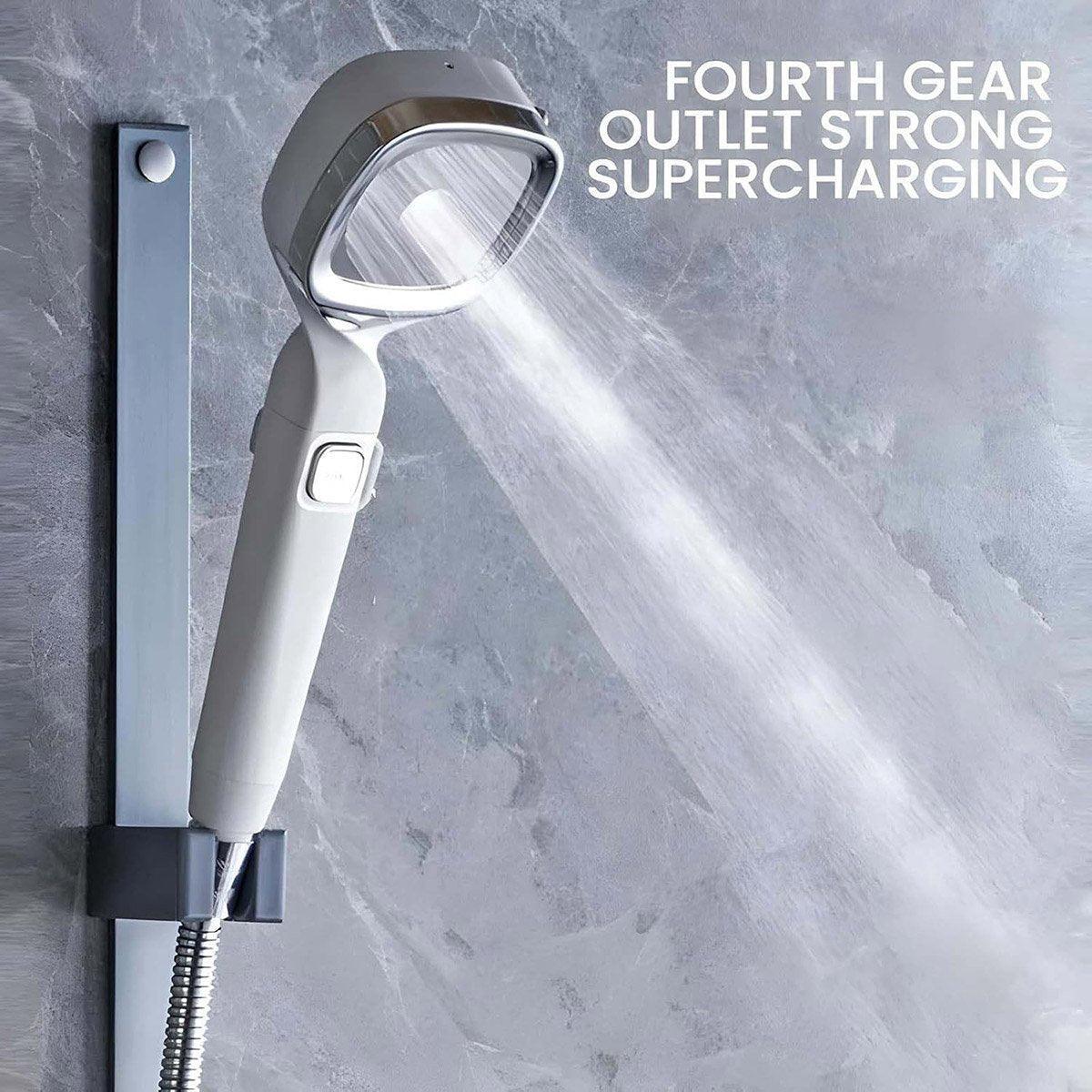 High Pressure Handheld Shower Head with Filter for Bathroom Water Saving Spray - White