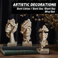 Resin Sculpture 3pcs Modern Office Desktop Art Decor Ornament Home Decoration