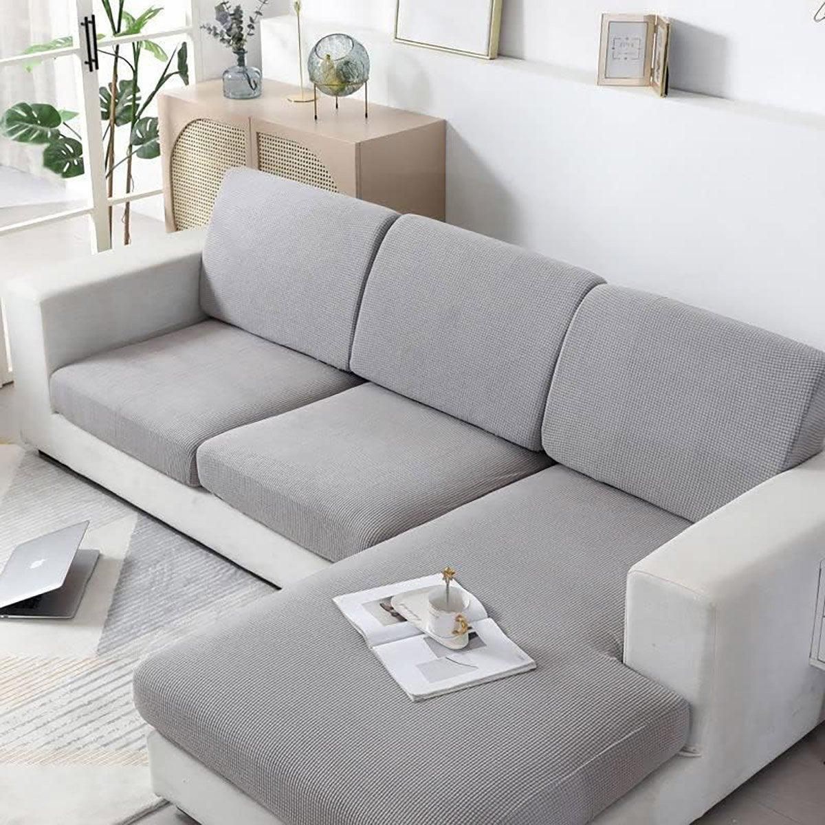 Stretch Sofa Slipcover 4 Seasons Universal Couch Protector Elastic Fabric Cover - Single-Light-Grey