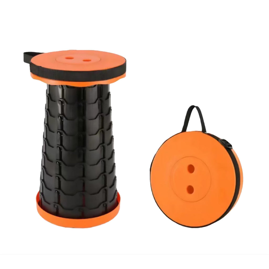 Portable Telescopic Folding Stool Travel Outdoor Seat Compact Retractable Chair - Red