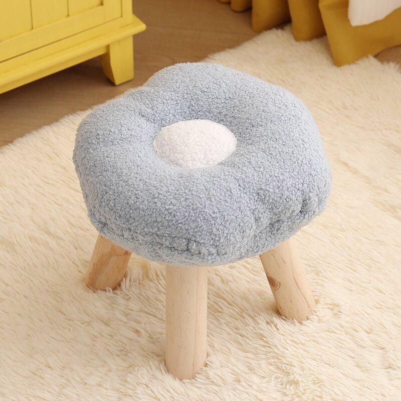 Small Flower Short Stool for Entryway or Living Room Shoe Bench or Footrest - Yellow