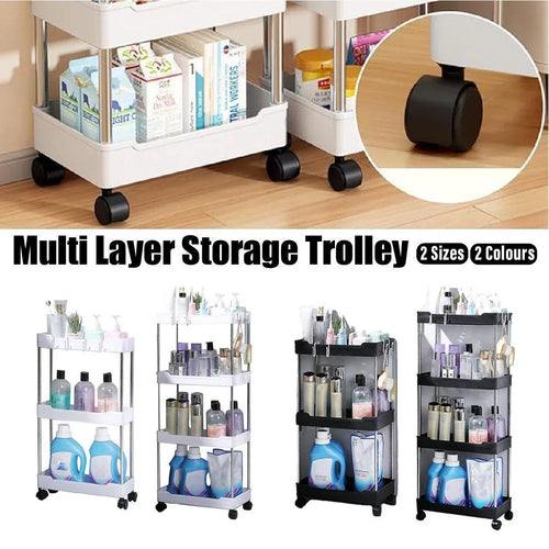 3-Tier Rolling Storage Cart – Black