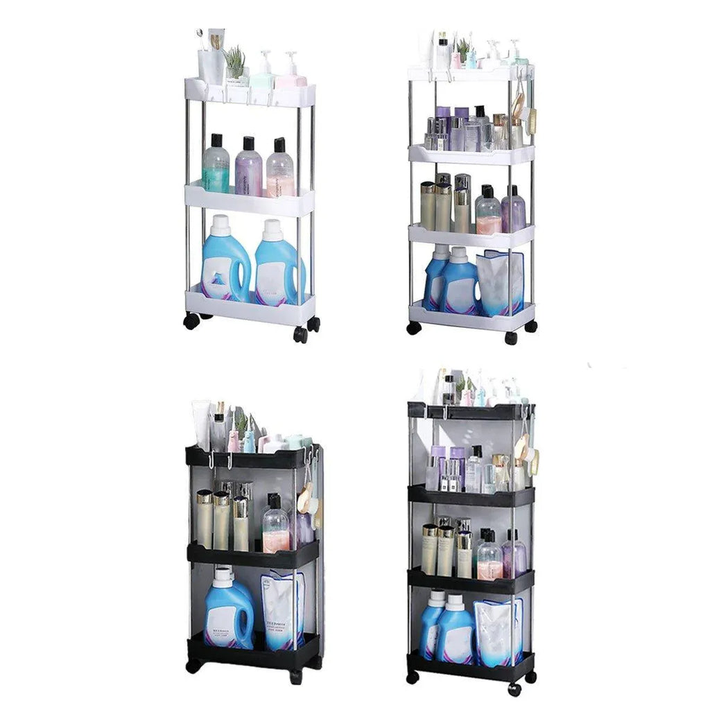 Multi Layer Rolling Storage Cart Kitchen Bathroom Organizer Shelf with Wheels - 4-Black