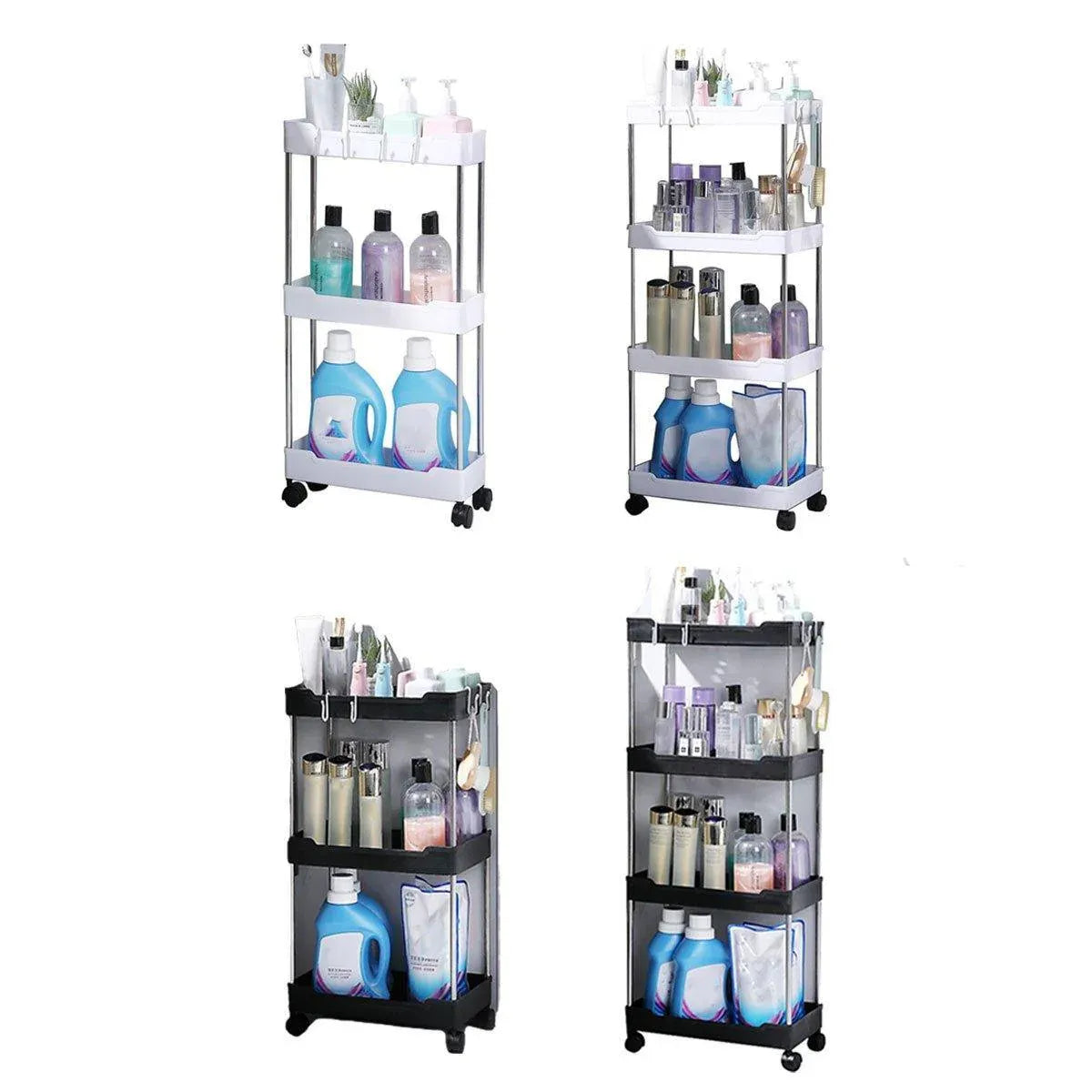 Multi Layer Rolling Storage Cart Kitchen Bathroom Organizer Shelf with Wheels - 4-Black