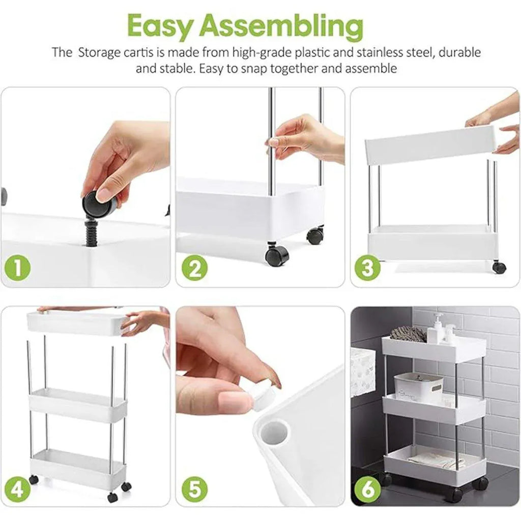 Multi Layer Rolling Storage Cart Kitchen Bathroom Organizer Shelf with Wheels - 4-Black