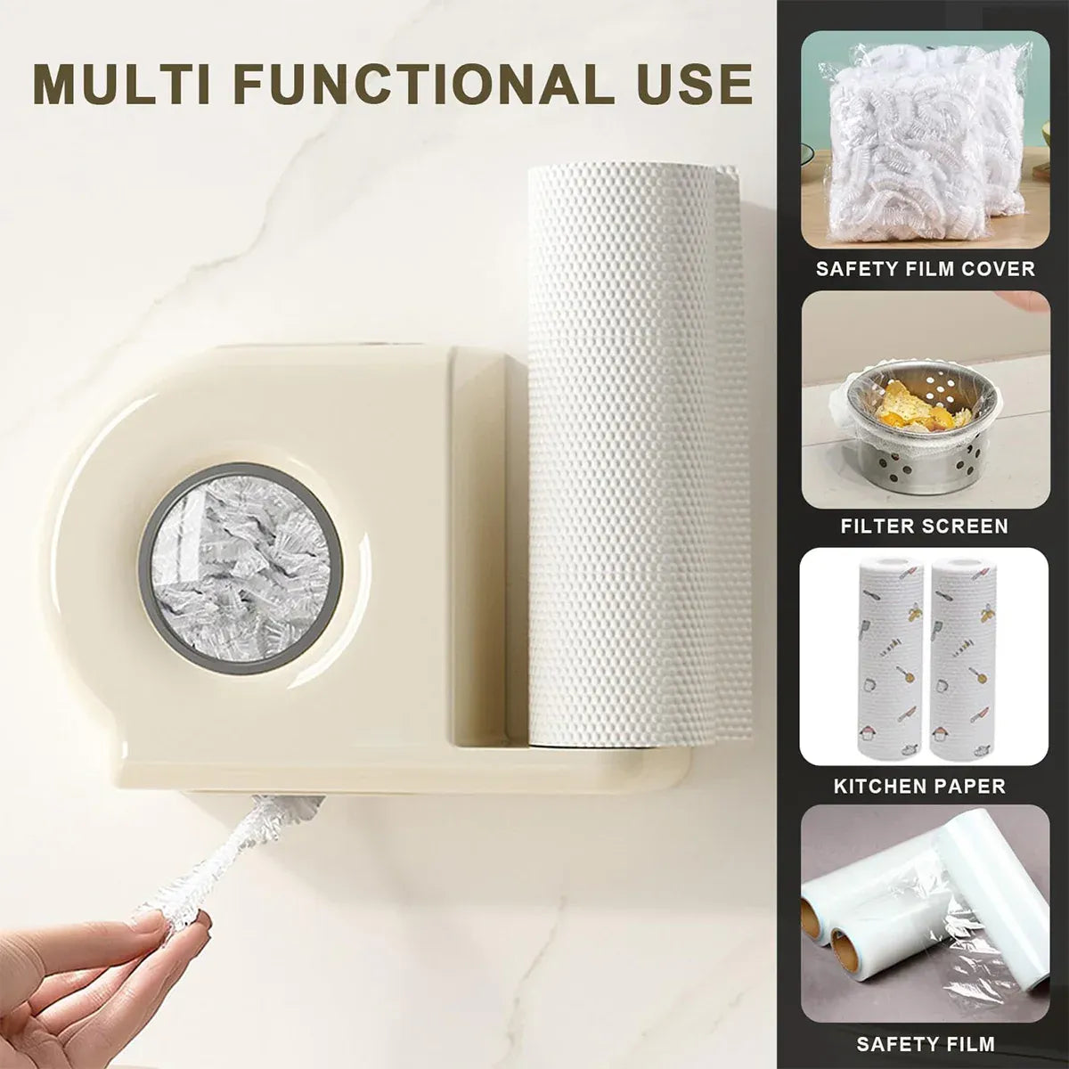 Wall-Mounted Kitchen Wrap Organiser – White