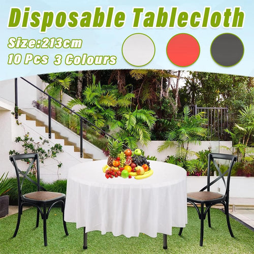 10-Pack Round PEVA Table Covers – Black