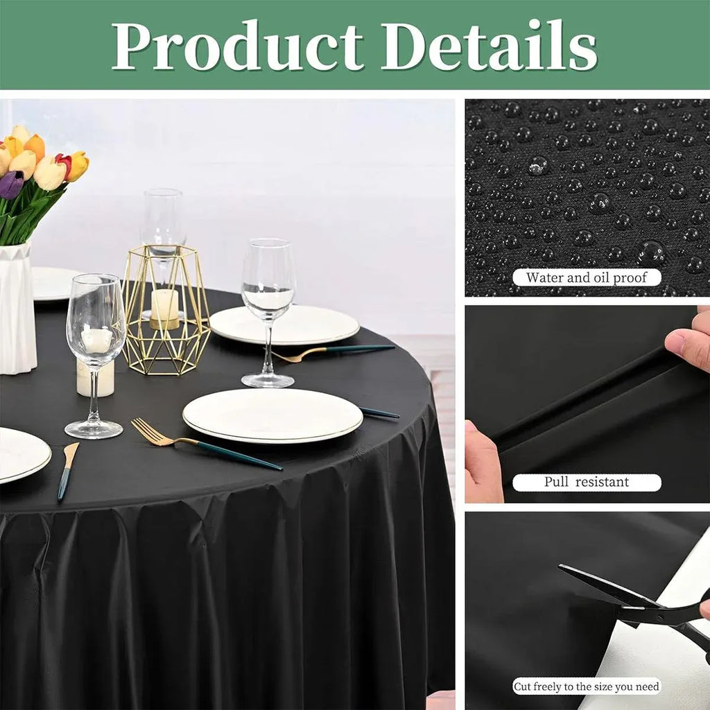 10-Pack Round PEVA Table Covers – Black