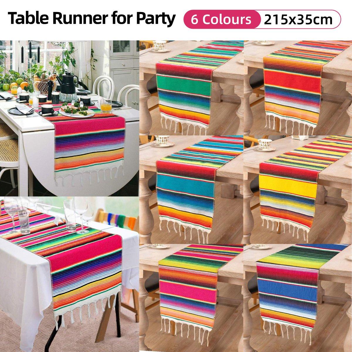 Woven Tassel Table Runner – Dark Blue