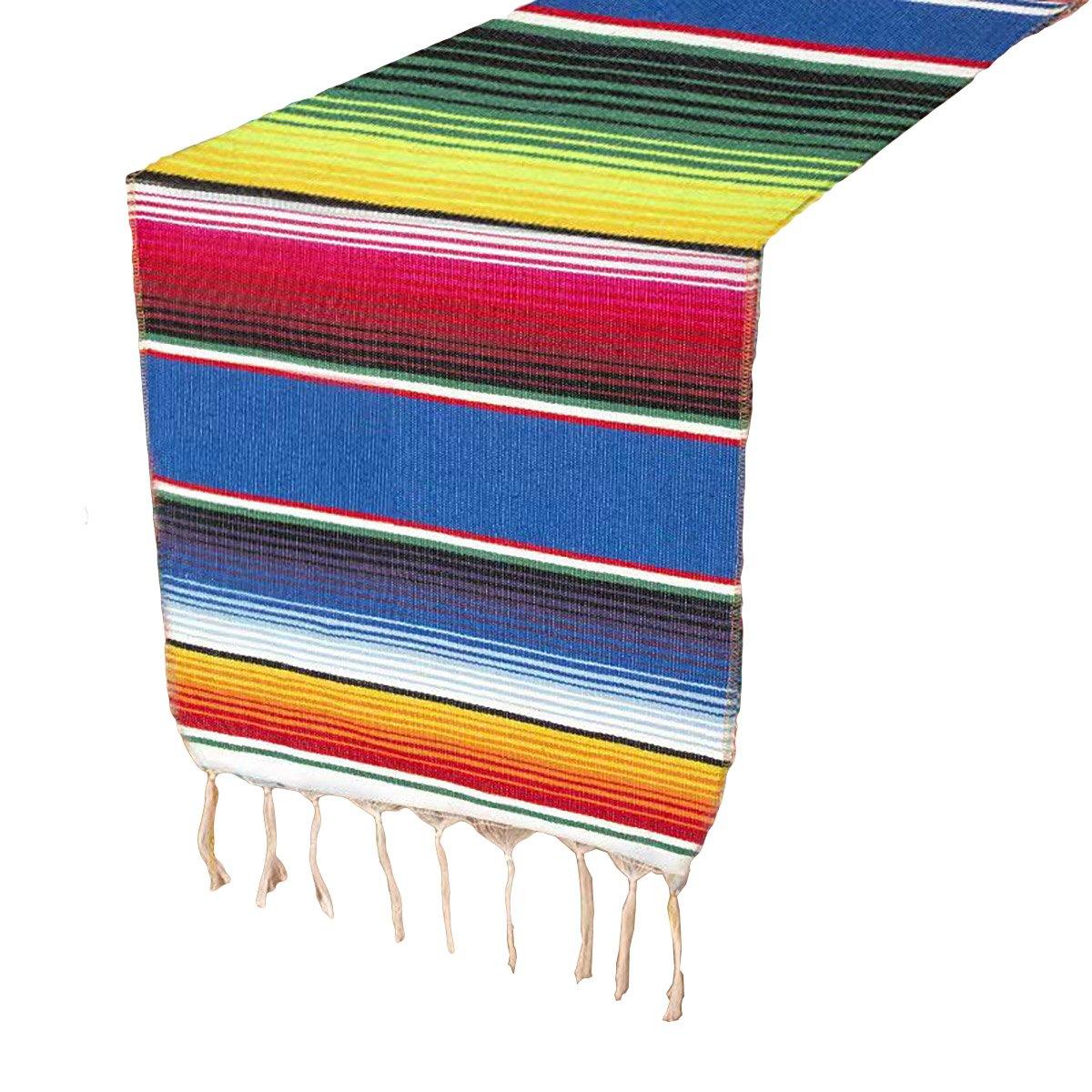 Woven Tassel Table Runner – Dark Blue