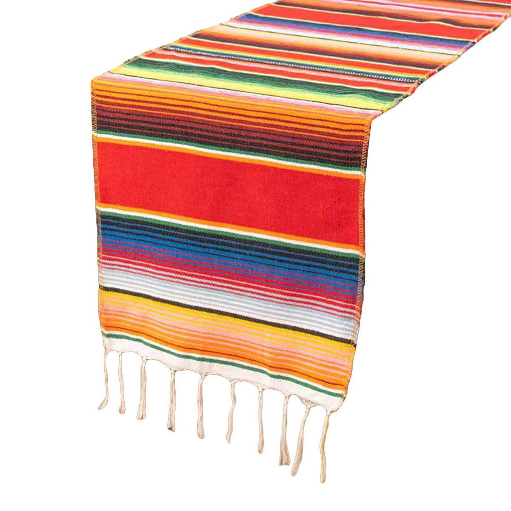 Woven Tassel Table Runner – Dark Blue