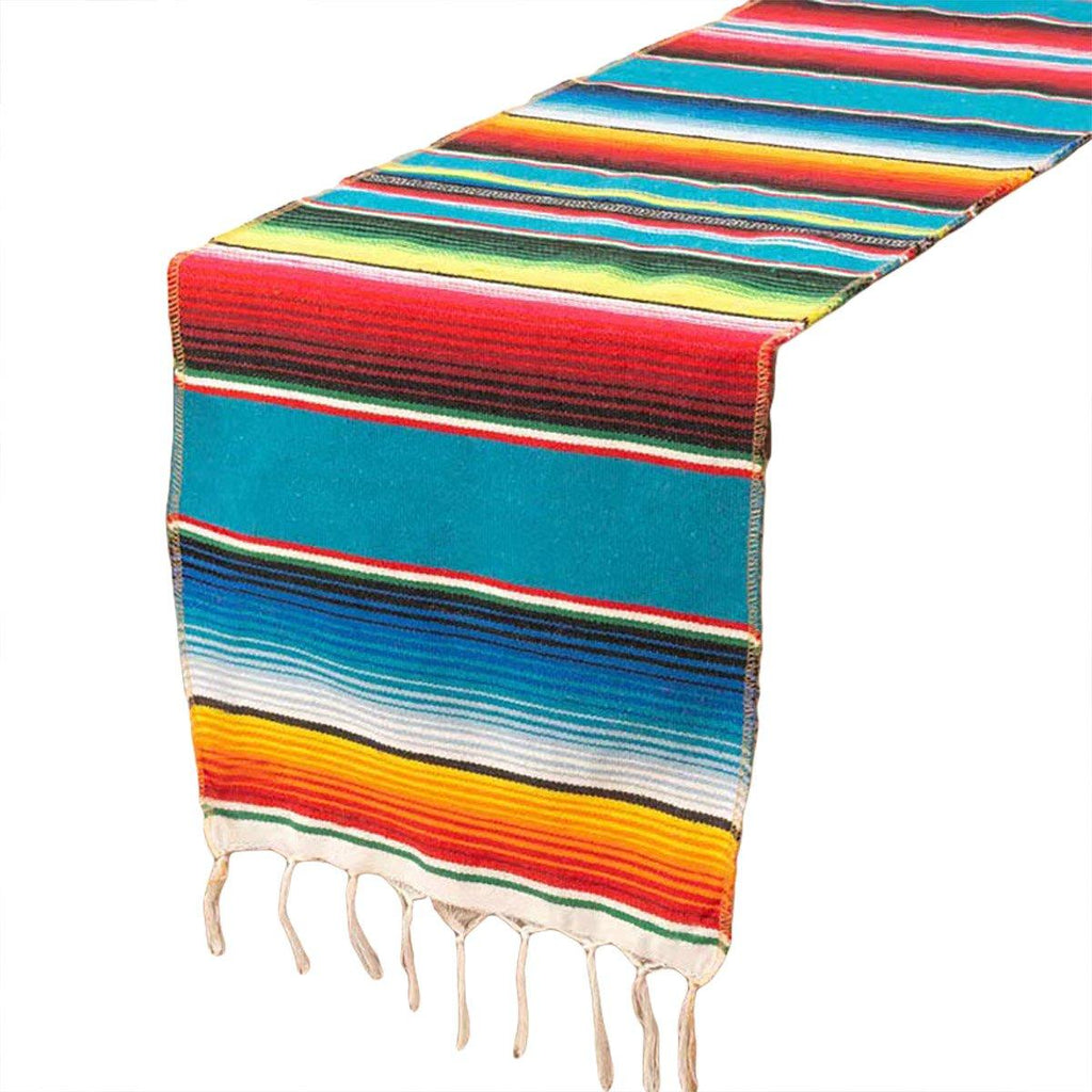 Woven Tassel Table Runner – Dark Blue
