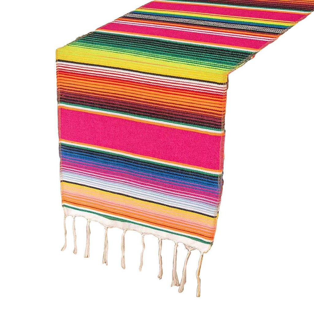 Woven Tassel Table Runner – Rose Red