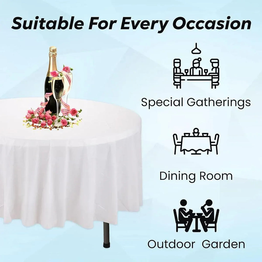10-Pack Round PEVA Table Covers – White