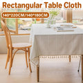 Tassel-Edge Rectangular Tablecloth – 140 × 220cm