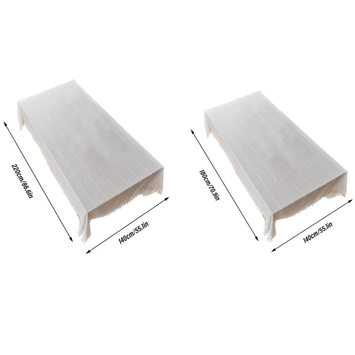 Tassel-Edge Rectangular Tablecloth – 140 × 220cm