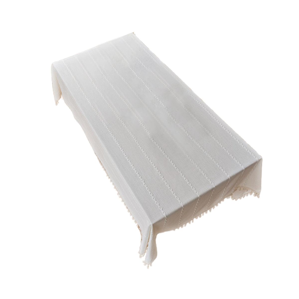 Tassel-Edge Rectangular Tablecloth – 140 × 220cm