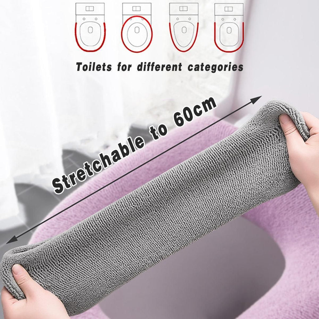 Soft Toilet Seat Bathroom Washable Warmer Cushion Mat Cover Pad Hook New Lid  Au - Grey