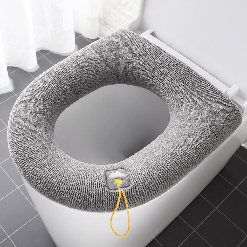 Soft Toilet Seat Bathroom Washable Warmer Cushion Mat Cover Pad Hook New Lid  Au - Grey