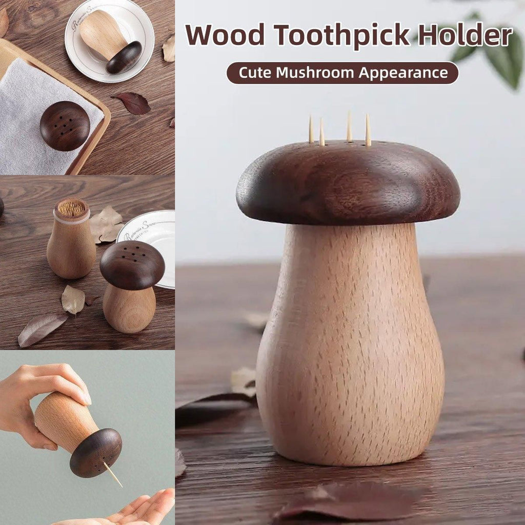 Wooden Mushroom Toothpick Holder